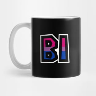 Bi Text - Bisexual Pride Flag Colours - Loud and Proud Sexuality - Bisexual Mug